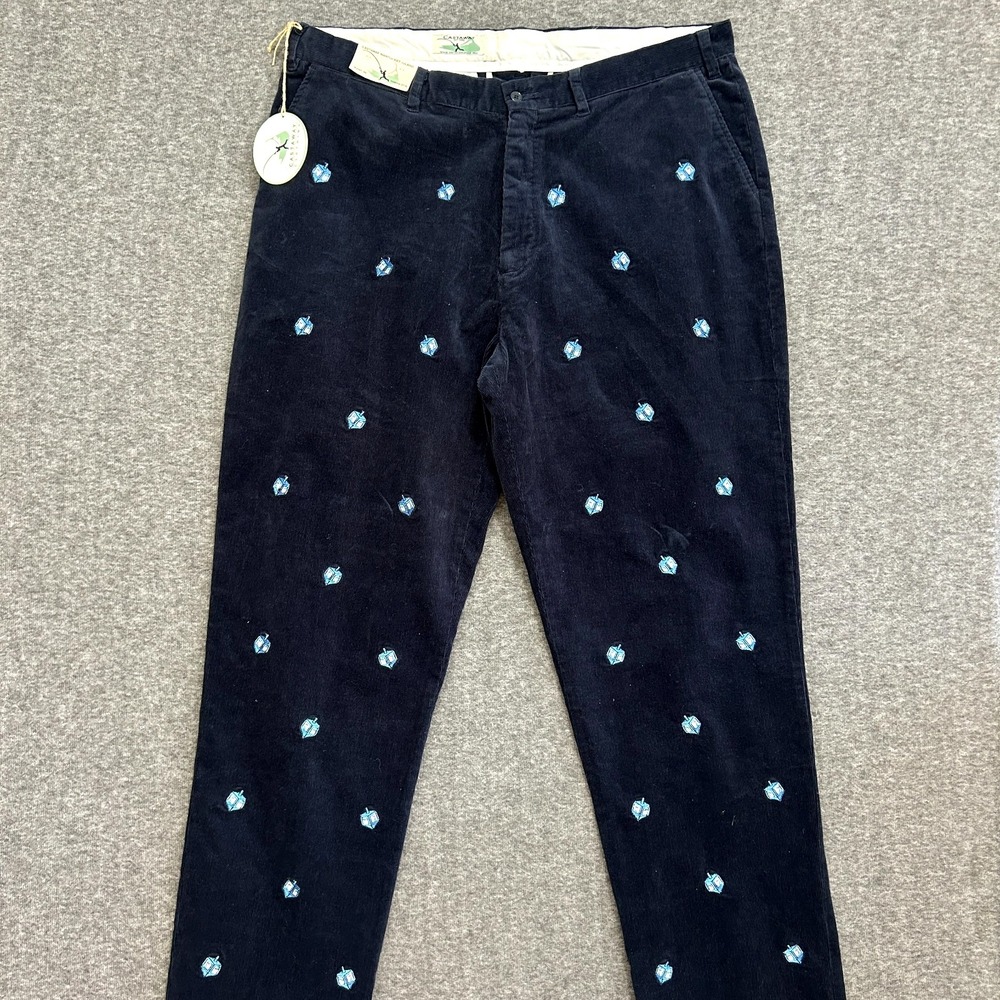 NWT Castaway Beachcomber Nantucket Corduroy Pants 44‎ x UF Unhemmed Navy Dreidal